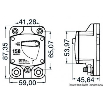 Interruttore termico stagno di protezione esterno per verricello ed elica di prua